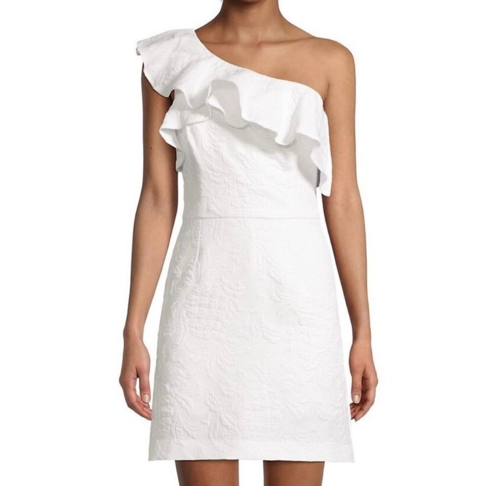 Lilly Pulitzer White Pineapple Pucker Jacquard romper Sz 12 NWT One shoulder - Picture 3 of 6